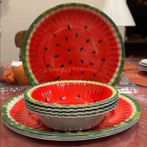 12 Piece Watermelon Melamine Dinnerware Set